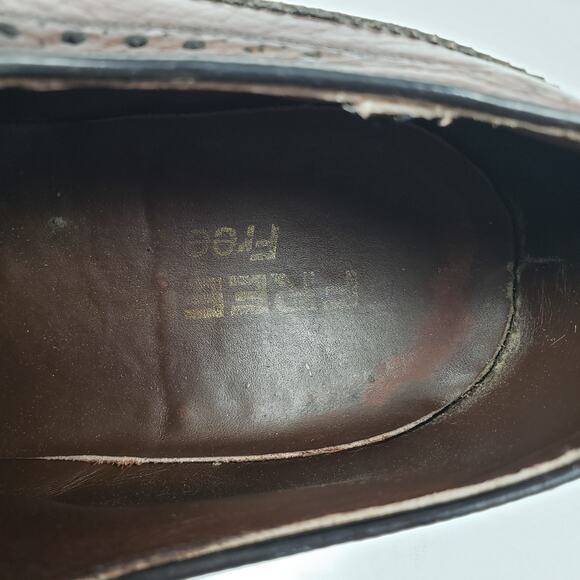 Freeman Free-Flex Mens Size 8.5 D Brown Leather Wingtip Oxford Formal Dress Shoe - Picture 11 of 13